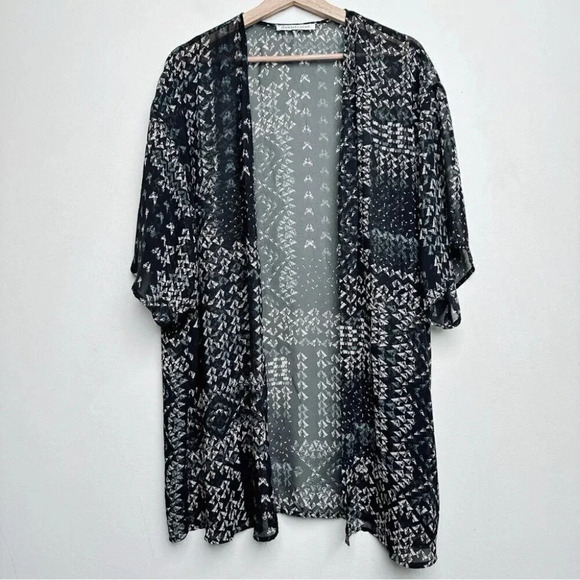 Daniel Rainn Womens One Size Print Over Open Kimono Sheer Fabric - Picture 3 of 12